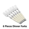 Set of 6 Laguiole style stainless steel steak forks with elegant ivory white handles - Steak Fork / 6Pcs/Set / Ivory