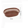 Panier alimentaire ovale en plastique marron 27 cm x 17,5 cm pour frites et snacks - Marron