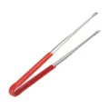 Professional stainless steel kitchen tongs with non-slip red rubber handles for BBQ - 14 Inch / 34.5cm