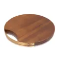 Elegantes rundes Schneidebrett aus Akazienholz mit stilvollem goldenem Metallgriff für die Küche - Rund / 26cm
