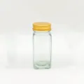 Pot à épices carré en verre avec couvercle métallique doré pour cuisine 120ml - 120ML / Couvercle Doré