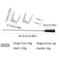 Stainless steel rotisserie spit rod kit with meat forks and handle dimensions details - Dual-axis roast chicken fork + 55cm handle + screws