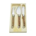 Professional 3-piece stainless steel cheese knife set with rosewood handles in wood box - 3-Piece Wooden Handle Kit With Box
