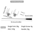 Stainless steel BBQ rotisserie spit kit with handle and 55.5cm spit shaft - Three-axis roast chicken fork + 55cm handle + screws