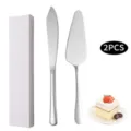 Service à gâteau 2 pièces en acier inoxydable comprenant couteau et pelle dentelée - Ensemble deux pièces / Argent