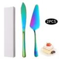 Ensemble de 2 pièces couteau et pelle à gâteau en acier inoxydable arc-en-ciel - Ensemble deux pièces / Coloré