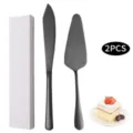 Ensemble professionnel couteau et pelle à gâteau en acier inoxydable noir mat avec coffret - Ensemble deux pièces / Noir