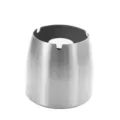 Langlebiger Aschenbecher aus gebürstetem Edelstahl mit winddichtem Design für Haus und Büro - Klein (Höhe 7.5cm) / Ohne Deckel / Silber