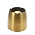Gebürsteter goldener Edelstahl-Aschenbecher mit winddichtem Design für Zuhause - Klein (Höhe 7.5cm) / Ohne Deckel / Gold
