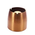 Verdickter Aschenbecher aus Edelstahl in gebürstetem Kupfer mit Kerbe gegen Wind - Klein (Höhe 7.5cm) / Ohne Deckel / Roségold