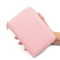 Portapassaporto rosa in pelle con trama litchi, protezione RFID e chiusura a zip - Rosa (H006-3)