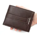 Vintage dark brown leather short wallet for men featuring multi-card slots and stitching. - Men's Short Wallet (M455-8) / Dark Coffee