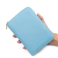 Porta passaporto azzurro premium con protezione RFID e chiusura a zip di sicurezza - Blu (H006-3)