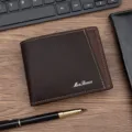 Cartera bifold fina marrón oscuro MenBense para hombre con textura - 1535-3 Dark Coffee