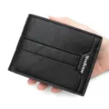 Vintage black leather bifold wallet for men featuring textured finish and card slots - Men's Short Wallet (M455-8) / Black