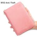 Portafoglio per passaporto rosa con blocco RFID per carte di credito e biglietti aerei - Rosa