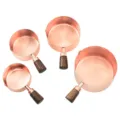 4-piece rose gold stainless steel measuring cup set with premium walnut wood handles - Four-Piece Set / Rose Gold