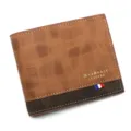 Cartera corta para hombre de cuero PU marrón texturizado con marca MenBense dorada - Bifold Horizontal (D3301-9) / Marrón Claro