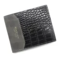 Cartera corta de hombre en cuero PU con relieve de cocodrilo y logotipo dorado - Patchwork de Patrón Cocodrilo (D3301-8) / Negro