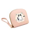 Niedliches rosa Kunstleder-Portemonnaie in Muschelform mit Katzen-Illustration. - Rosa