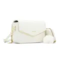 Elegant white crossbody bag and matching card holder set with pom-pom - Crossbody Bag Set(D001-1) / White