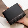 Hochwertige schwarze Herren-Brieftasche mit braunem Patchwork-Design und Logo - Schwarz (1533-2)