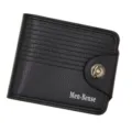 Cartera negra clásica para hombre, diseño de tres pliegues con cierre magnético - Negro