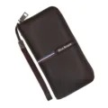 Dark brown men's lychee pattern long wallet with zipper and wrist strap - 888-4 Style / Dark Coffee