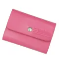 Minimalist pink faux leather MenBense card holder wallet with a silver snap button - Magenta