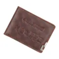 Premium brown leather driver's license wallet featuring embossed Chinese characters - Light Coffee