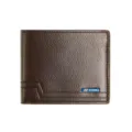 Klassische dunkelbraune Bifold-Geldbörse aus Leder für Herren mit MenBense-Logo - Dunkelbraun