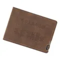 Brown faux leather driving license case with embossed text for document organization. - Dark Coffee