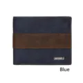Cartera corta para hombre en azul mate con elegante detalle de franja marrón, estilo retro - Corto Tríptico / Azul