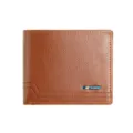 Klassische braune Herrenbrieftasche aus genarbtem Leder mit stilvoller Logo-Plakette - Hellbraun