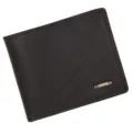 Cartera corta para hombre MenBense en marrón oscuro con elegante textura de lichi - Café Oscuro