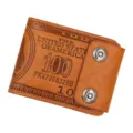 Braune Herren-Geldbörse im Vintage-Stil mit Dollar-Gravur und Doppel-Druckknopf - US-Dollar-Druck-Stil (D02-1) / Braun