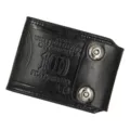 Schwarze Herren-Brieftasche aus Leder mit doppelten Druckknöpfen und Dollar-Prägung - US-Dollar-Druck-Stil (D02-1) / Schwarz