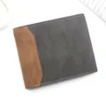 Heren bifold portemonnee in zwart mat met bruin accent en stijlvolle stiksels - D3301-2 Geen Logo Stijl / Zwart