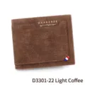 MenBense minimalistische mat bruine korte heren portemonnee met luxe goudfolie tekst - D3301-22 Stijl / Tan