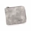 Grey textured faux leather men's short wallet with zipper closure and MenBense logo - Frosted Texture Style (D5503) / Light Gray