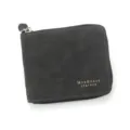 Portefeuille court MenBense pour homme en cuir avec fermeture éclair gris foncé chic - Style de Texture Litchi (D5504) / Noir