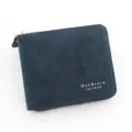 Portefeuille MenBense court en cuir bleu marine pour homme avec fermeture éclair - Style de Texture Litchi (D5504) / Bleu