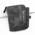 Elegant men's matte grey short wallet with pull-out card slot and zipper pocket - Dark Gray