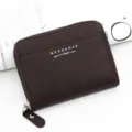 Elegante cartera corta para hombre en marrón oscuro con diseño cruzado y cremallera - Marrón Oscuro (1933-3)