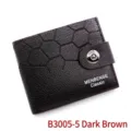 Stylische Herren Kurzbrieftasche in Dunkelbraun mit Steinmuster und Druckknopfverschluss - Steinmuster Magnetverschluss Brieftasche (B3005-5) / Dunkelbraun