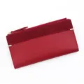 Elegante rode lange damesportemonnee met suède patchwork ontwerp en ritssluiting boven - Rood