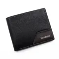 Men's textured PU bifold short wallet with multi-card slots in black and brown - Patchwork Fashion Style (2024-3) / Black