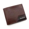 Stylish men's brown PU leather bifold wallet featuring black textured corner detail - Patchwork Fashion Style (2024-3) / Light Brown