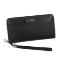 Grand portefeuille zippé en cuir PU noir pour homme avec dragonne - Style 2023-28 / Noir