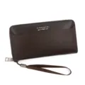 Sophisticated dark brown textured PU leather long wallet for men with secure wrist strap - Style 2023-28 / Dark Coffee